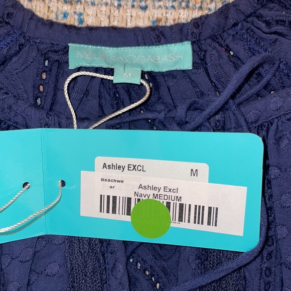 Melissa Odabash Ashley Embroidered Mini Dress Swim Coverup in Navy SZ M NWT - Picture 4 of 6